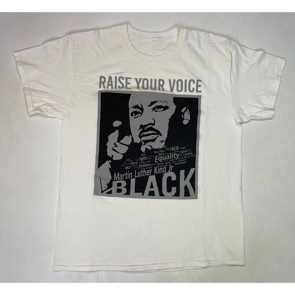 VINTAGE MLK Martin Luther King Jr Graphic T-shirt Men Large Raise Your Voice - Picture 1 of 5